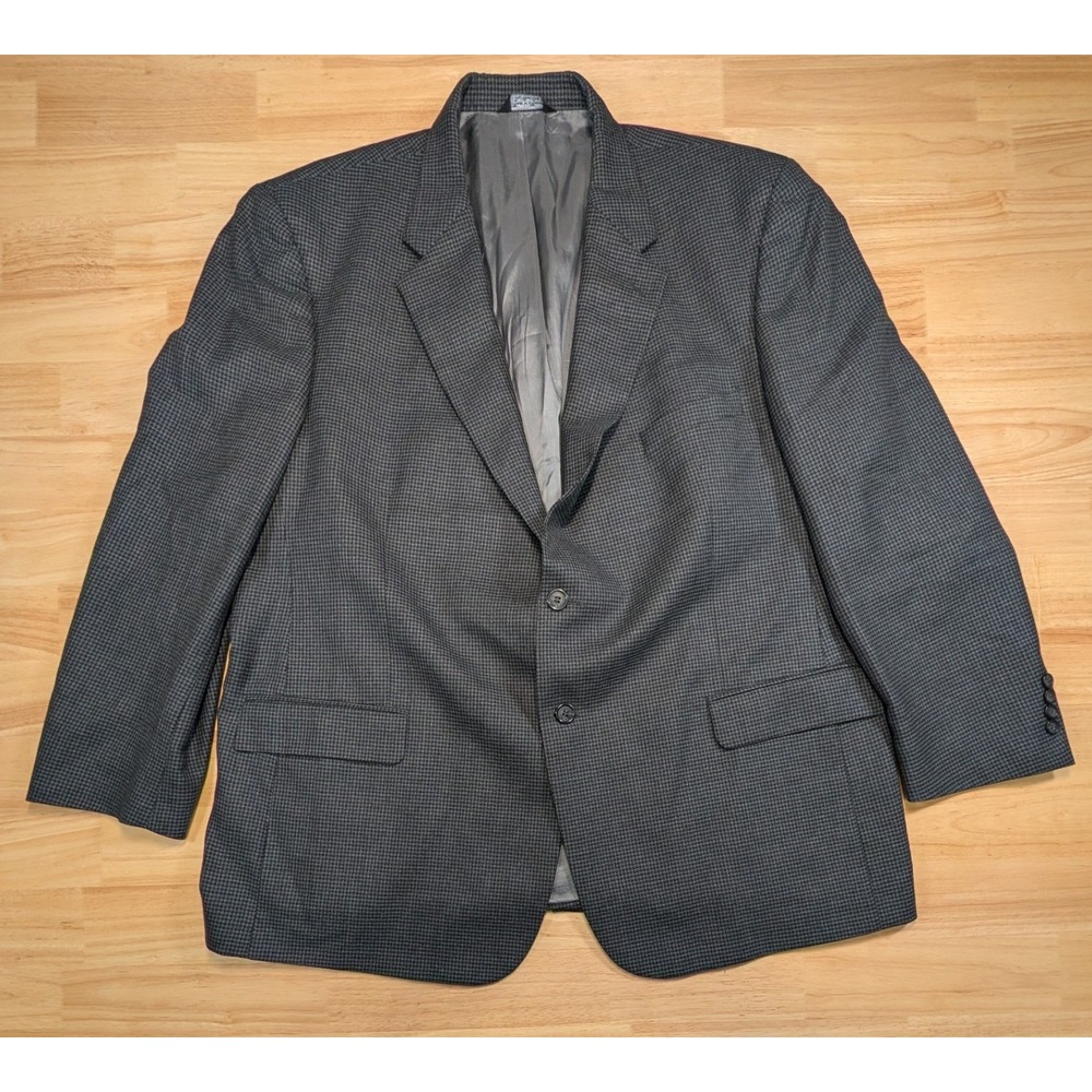 Bill Blass Menswear Grey Wool Houndstooth Blazer Sport Coat Mens‎ 50R Mexico
